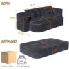 2 In 1 Foldable Sofa Plush Corduroy Sofa Convertible Floor Sofa Bed Deep Seating With Multi Functional Blanket Suitable For Living Rooms - Dark Gray - Image 21
