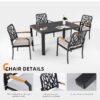 5 Pieces Outdoor Patio Aluminum Furniture Set, Rectangular Table With Umbrella Hole - Bourbon Brown - Image 7
