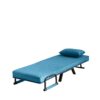 Convertible 5 In 1 Folding Chair Bed With Adjustable Backrest & Pillow Linen For Small Spaces - Blue - Image 17