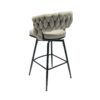 28" Bar Chair Linen Woven Bar Stool (Set of 2) Upholstered With Legs, 360 Swivel, Counter Arm Chairs With Back Footrest - Gray - Image 9