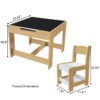 3 In 1 Kids Study Table & Chairs Set Multi Functional Activity Table With Detachable Blackboard Top - Natural Wood - Image 3