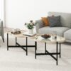 Cloud Coffee Table (Set of 2), Coffee Table, End Table With Tempered Changrainbow Glass For Living Room, Bedroom, Office, Balcony - Natural Wood - Image 4