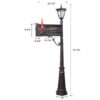 Stratford - Heavy Duty Cast Aluminum Mailbox With Post And Solar Light, Fluted Base, Decorative Modern Mailbox - Brown - Image 3