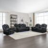 3 Pieces Recliner Sofa Sets Home Theater Seating Manual Recliner Chair With Center Console And Led Light Strip For Living Room - Black - Image 29