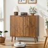 Farmhouse Style Sideboard Buffet Cabinet With Storage Bar Cabinet - Walnut - Image 4