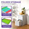 2 Drawer Vertical File Cabinet With Lock For A4 Legal / Letter Size - White - Image 6
