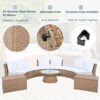 10 Piece Outdoor Sectional Half Round Patio Rattan Sofa Set, Wicker Conversation Furniture Set For Free Combination - White - Image 5
