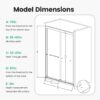 56" -60" W*70" H Semi-Frameless Double Sliding Shower Door, Bypass Shower Door, 1 / 4" (6Mm) Thick SGCC Tempered Glass Door - Chrome - Image 3