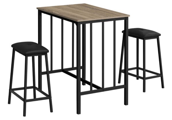 3 Pieces Dining Set, Counter Height, Rectangular, Small, Contemporary - Taupe