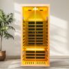 Low Emf 1 Person Wide Space Hemlock Double Doors Great Glass Luxury Indoor Far Infrared Sauna Room - Natural Wood - Image 2