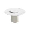 Modern Artificial Stone Round Plywood Base Dining Table, Can Accommodate 6 People, Artificial Stone Turntable (Not Including Chairs) - White / Beige - Image 5