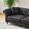 Chesterfield Sofa, High Tech Fabric Roll Armrest - Black - Image 8
