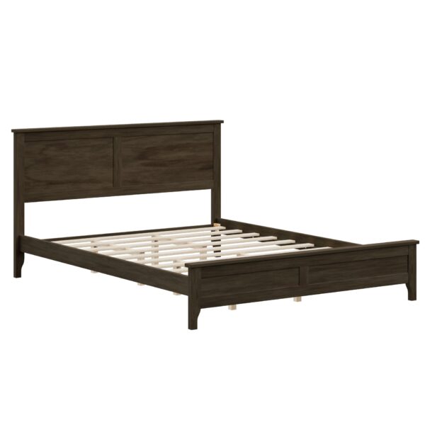 Queen Size Platform Bed With Sturdy Slats Support - Espresso