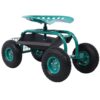 Rolling Garden Scooter Cart Seat With Wheels, 360 Swivel, Tool Tray, Steel Frame - Green - Image 3