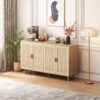 Elegant And Functional Rattan Decorative Storage Cabinet With 4 Doors - Natural - Image 4