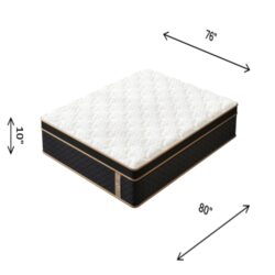 10" King Plush Hybrid Mattresses With Memory Foam, Individual Pocket Spring Motion Isolation Edge Support - White / Black
