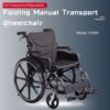 Lightweight Wheelchair Foldable Manual Transport Chair With Double Brakes 300 Lbs Capacity & 24" Tires Safe Durable All Terrain Wheelchair For & Disabled - Dark Gray - Image 5
