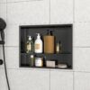 19" X 15" Stainless Steel Shower Niche Double Shelf With Rust Resistance - Gunmetal Black - Image 2