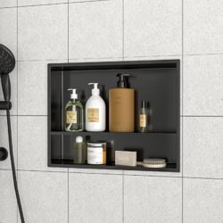 19" X 15" Stainless Steel Shower Niche Double Shelf With Rust Resistance - Gunmetal Black