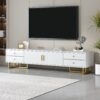 TV Stand, Entertainment Center TV Media Console Table, Modern TV Stand With Storage, TV Console Cabinet Furniture For Living Room - White - Image 3
