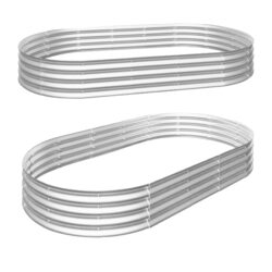 Heavy Duty Galvanized Raised Garden Bed Kit For Vegetables Flowers & Herbs Rust Resistant - Silver