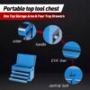 Tool Chest, 5 Drawer Rolling Tool Storage Cabinet With Detachable Top Tool Box, Liner, Universal Lockable Wheels - Blue - Image 5