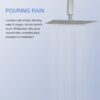 10" Square Rainfall Shower Head, Wall / Ceiling Mounted, Stainless Steel - Chrome - Image 9