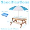 3-In-1 Kids Outdoor Wooden Picnic Table With Umbrella, Convertible Sand & Water, ASTM & CPSIA Certification - Natural Wood - Image 2