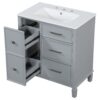 Bathroom Vanity With Ceramic Sink, Flip Out Drawer Design For Plumbing, Soft Close Drawers Painted Cabinet With Solid Wood Legs - Gray - Image 16