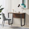 Computer Desk With Metal Legs - Dark Coffee - Image 2