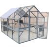Spacious Wooden Cat Catio Outdoor Kitty House With Bridges And Roof Cover - Gray - Image 4