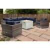 Premium 6 Person Wicker Patio Seating Group With Deep Cushions And Concrete Fire Pit - Gray Mix - Image 5