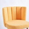 Modern Dining Chair (Set of 2) With Iron Tube Wood Color Legs, Shorthair Cushions And Comfortable Backrest, Suitable For Dining Room, Living Room, Cafe, Simple Structure - Yellow - Image 8