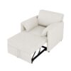 Convertible Pull Out Sofa Bed, 3 In 1 Convertible Sleeper Chair Adjustable Backrest With Thicked Cushions, Multi Functional Linen Armchair For Living Room, Bedroom, Apartment, Office - White - Image 11