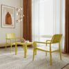 3 Piece Indoor / Outdoor Leisure Table And Chair Set (2 Chairs And 1 Coffee Table), UV Resistant, Waterproof And Durable - Brick Yellow - Image 2