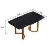 63" Modern Artificial Stone Curved Golden Metal Leg Dining Table, 6 People - Black / Gold - Image 12
