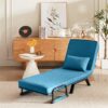 Convertible 5 In 1 Folding Chair Bed With Adjustable Backrest & Pillow Linen For Small Spaces - Blue - Image 5