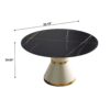 53.15" Modern Artificial Stone Round Carbon Steel Base Dining Table, Can Accommodate 6 People - Black / White - Image 10
