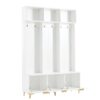 Modern Large Storage Hall Tree With Bench, Luxurious Coat Rack With 6 Hooks And Legs For Entryway, Living Room - White / Gold - Image 12