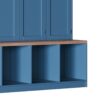 Farmhouse Hall Tree With 4 Hidden Hanging Hooks, Versatile Seating Bench With 8 Doors, Entryway Shoe Cabinet With Open Compartments For Living Room - Blue - Image 12