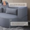 2 In 1 Convertible Sofa Bed, Full Size Folding Loveseat Couch With Soft Teddy Fabric, Floor Sofa Mattress With 2 Pillows, Space Saving Futon For Small Living Room, Dorm - Gray - Image 9