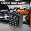 7 Drawer Rolling Tool Chest With Wheels, Multifunctional Tool Box And Storage Cabinet For Garage, Workshop, Or Repair Shop - Black - Image 5