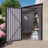 Metal Outdoor Storage Shed 4 X 9 Ft With Sloping Roof, Vents, And Side Door - Gray - Image 4
