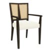 Mid Century Modern Arm Dining Chair (Set of 2) With Rattan Backrest - Beige / Dark Brown - Image 5