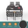 5 Pieces Outdoor Patio Aluminum Furniture Set, Rectangular Table With Umbrella Hole - Bourbon Brown - Image 4