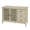 Hollowed Out Cabinet With 2 Door 3 Drawers, American Furniture, Suitable For Bedroom, Living Room, Study - Natural - Image 10