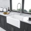 Elegant Farmhouse Style Small Apron Front Ceramic Kitchen Sink 24" Single Bowl Reversible Design - White - Image 2