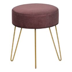 Ottoman, Pouf, Footrest, Foot Stool, Round Metal Legs, Contemporary, Modern - Pink / Gold