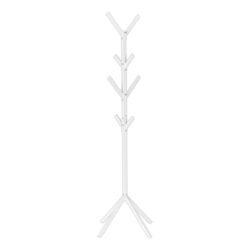 Coat Rack, Hall Tree, Free Standing, 8 Hooks, Entryway, 70"H, Contemporary & Modern - White