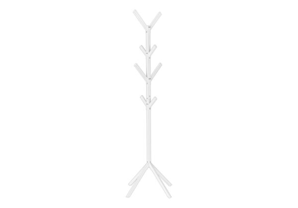 Coat Rack, Hall Tree, Free Standing, 8 Hooks, Entryway, 70"H, Contemporary & Modern - White